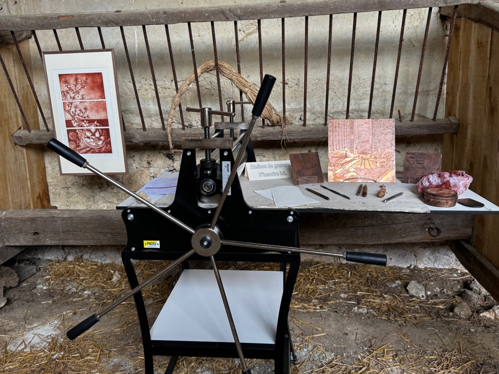 Atelier de gravure, pointe&nbsp;douce.